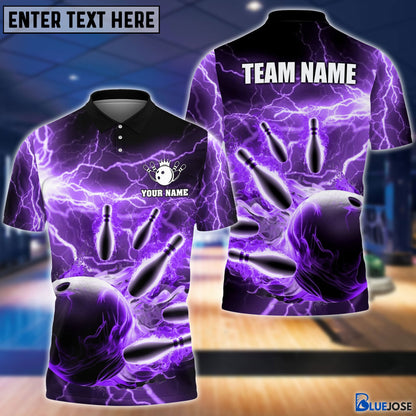 Frenzideas Personalized Name and Team Name Thunder Color Bowling Player Multicolor 3D Shirt