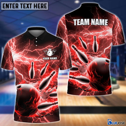 Frenzideas Personalized Name and Team Name Thunder Color Bowling Player Multicolor 3D Shirt