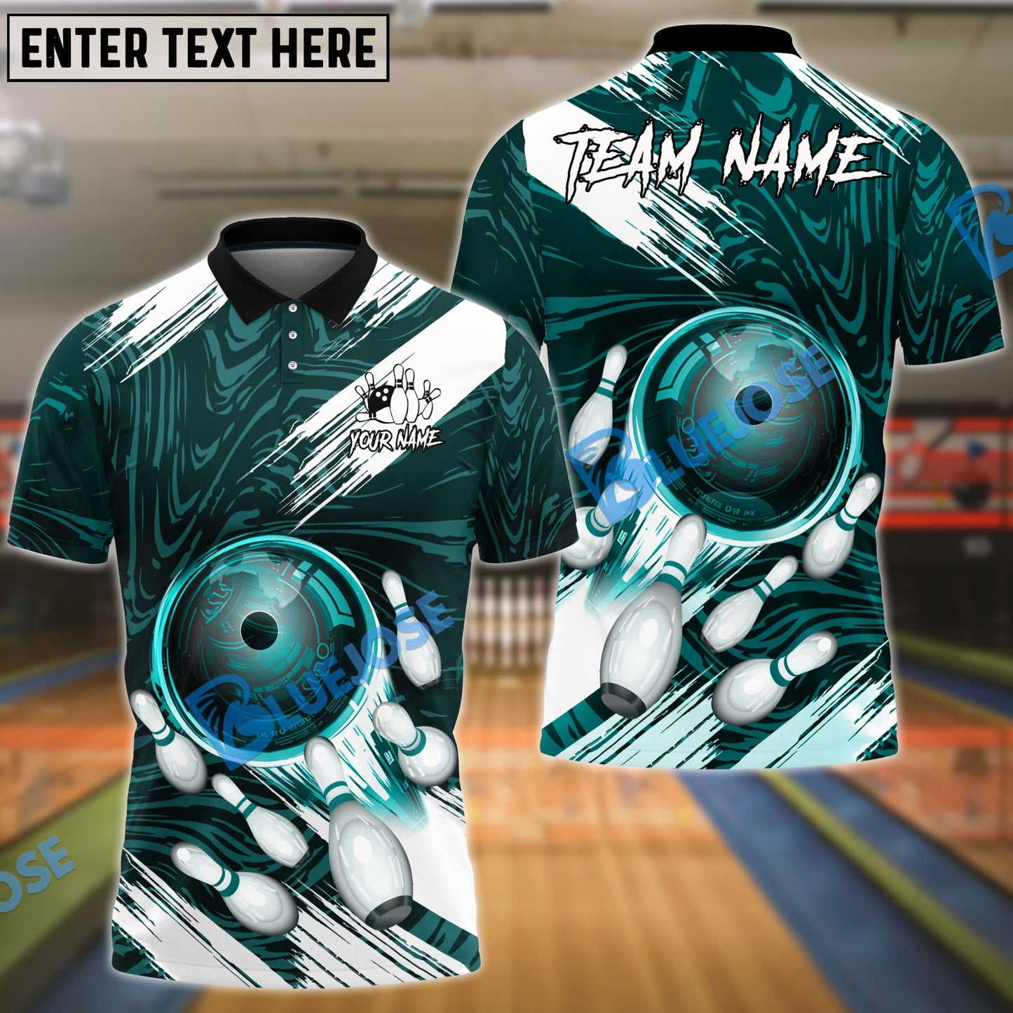 Frenzideas Bowling And Pins Stormy Personalized Name, Team Name Unisex Shirt