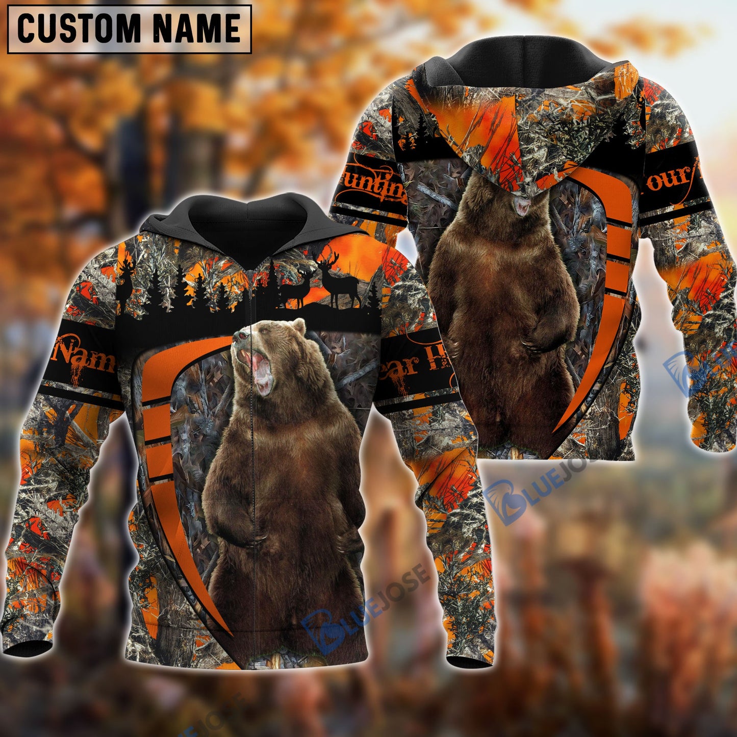 Frenzidea Personalized Name Bear Hunting Season Pattern 3D Shirts
