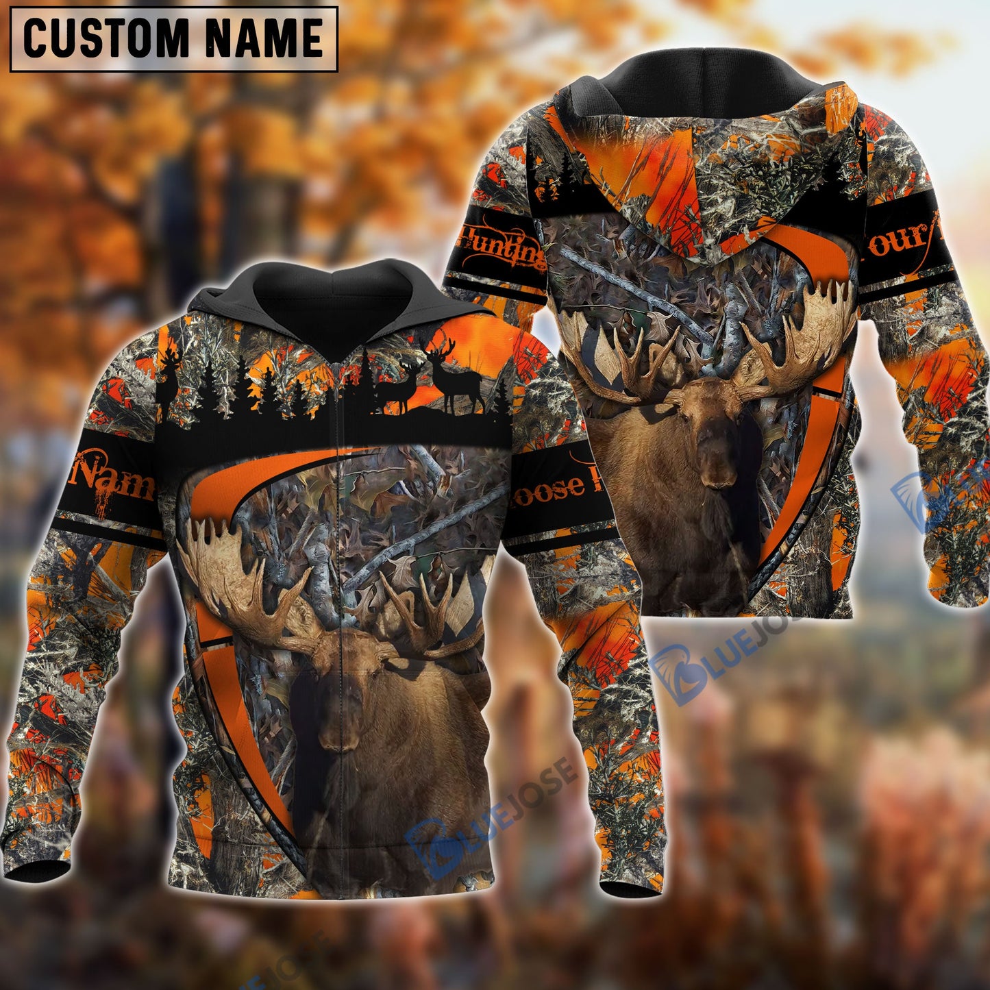 Frenzidea Personalized Name Moose Hunting Season Pattern 3D Shirts