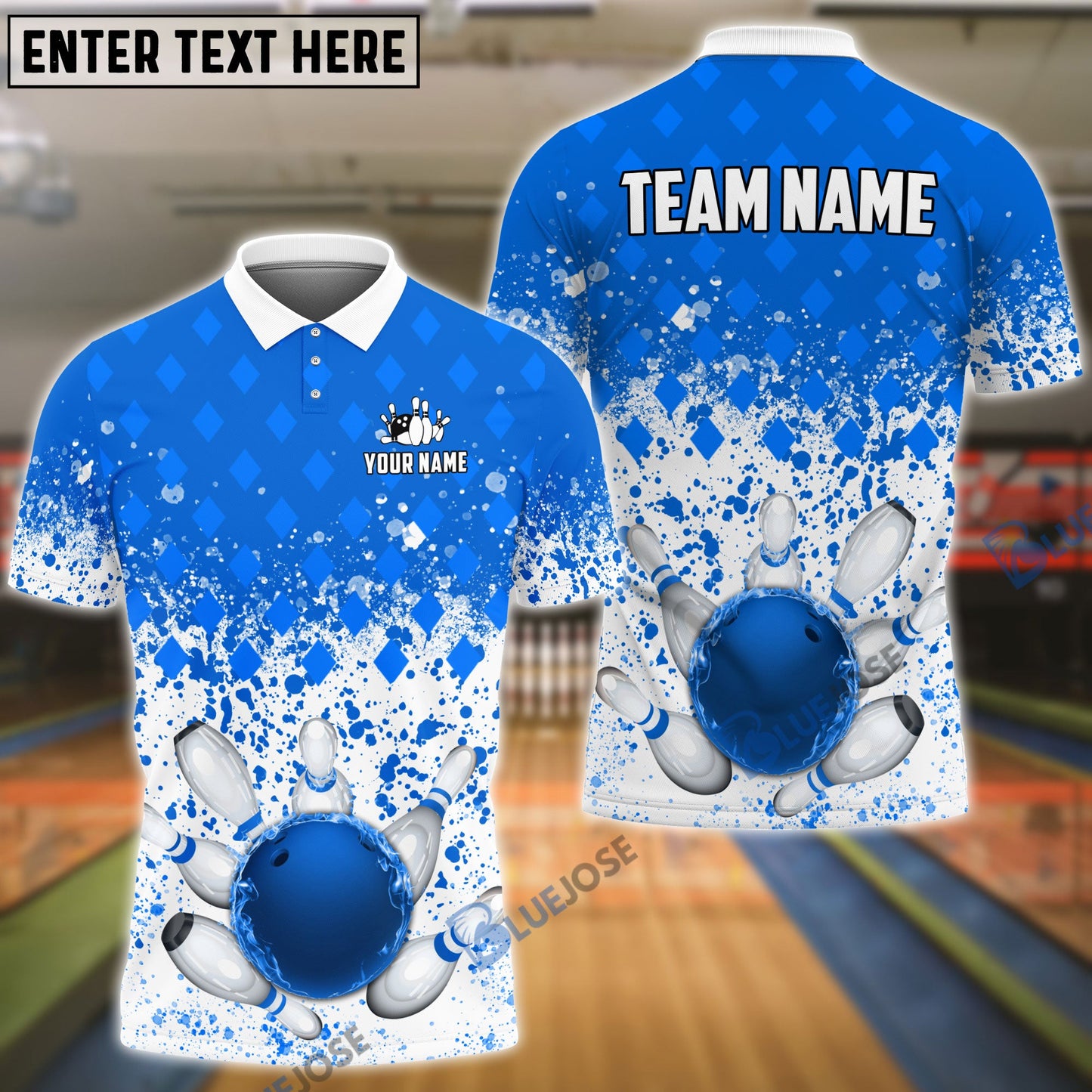 Frenzideas Bowling And Pins Ink Color Pattern Customized Name 3D Shirt (4 Colors)