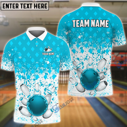 Frenzideas Bowling And Pins Ink Color Pattern Customized Name 3D Shirt (4 Colors)