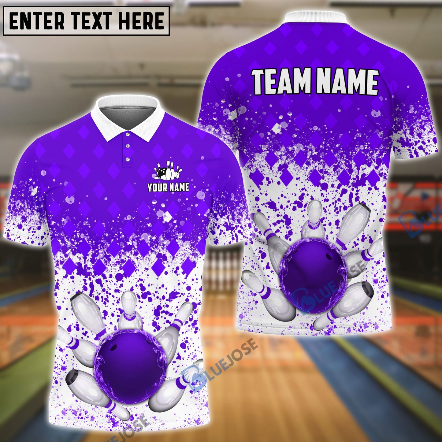 Frenzideas Bowling And Pins Ink Color Pattern Customized Name 3D Shirt (4 Colors)