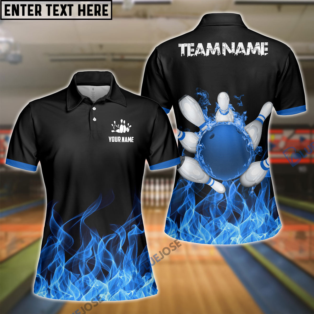 Frenzideas Bowling And Pins Ink Fire Pattern Customized Name 3D Shirt for Women (4 Colors)