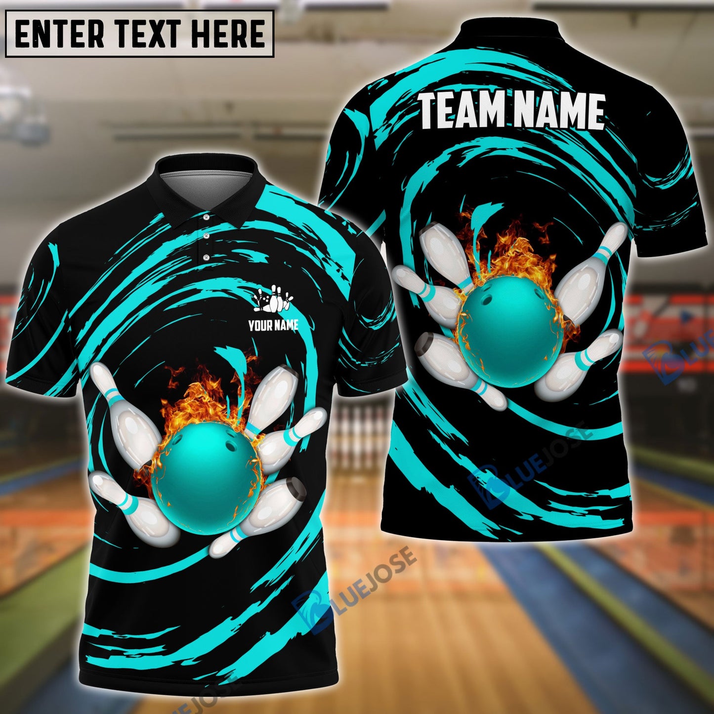 Frenzideas Bowling And Pins Wave Sea Pattern Customized Name, Team Name 3D Shirt (4 Colors)