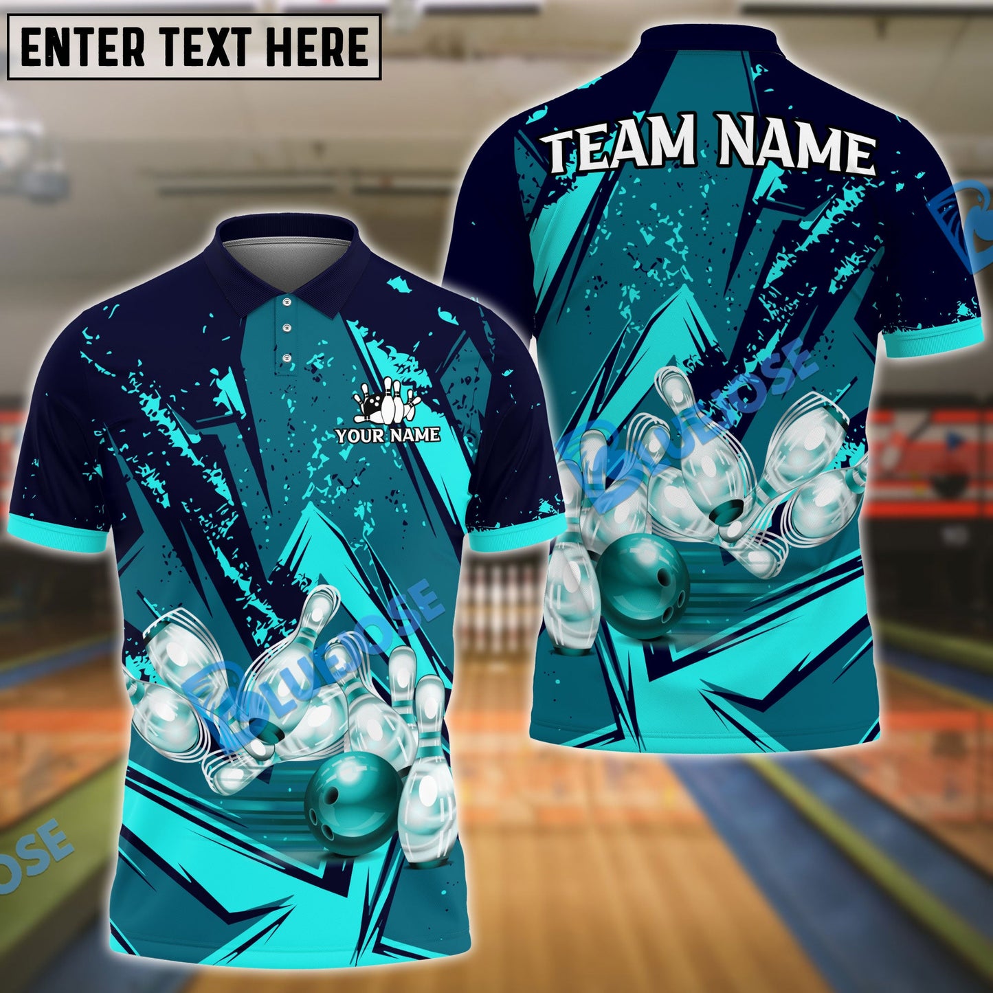 Frenzideas Bowling Ball And Pins Winner Personalized Name, Team Name Unisex Shirt (Copy)
