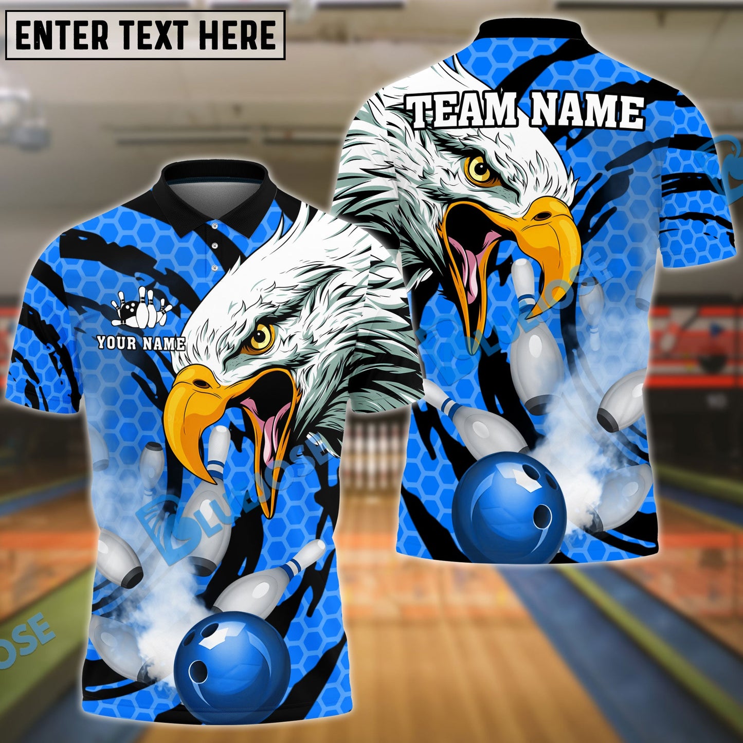 Frenzidea Bowling And Pins Eagle Smoke Customized Name 3D Shirt (4 Colors)