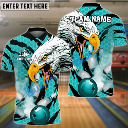 Frenzidea Bowling And Pins Eagle Smoke Customized Name 3D Shirt (4 Colors)
