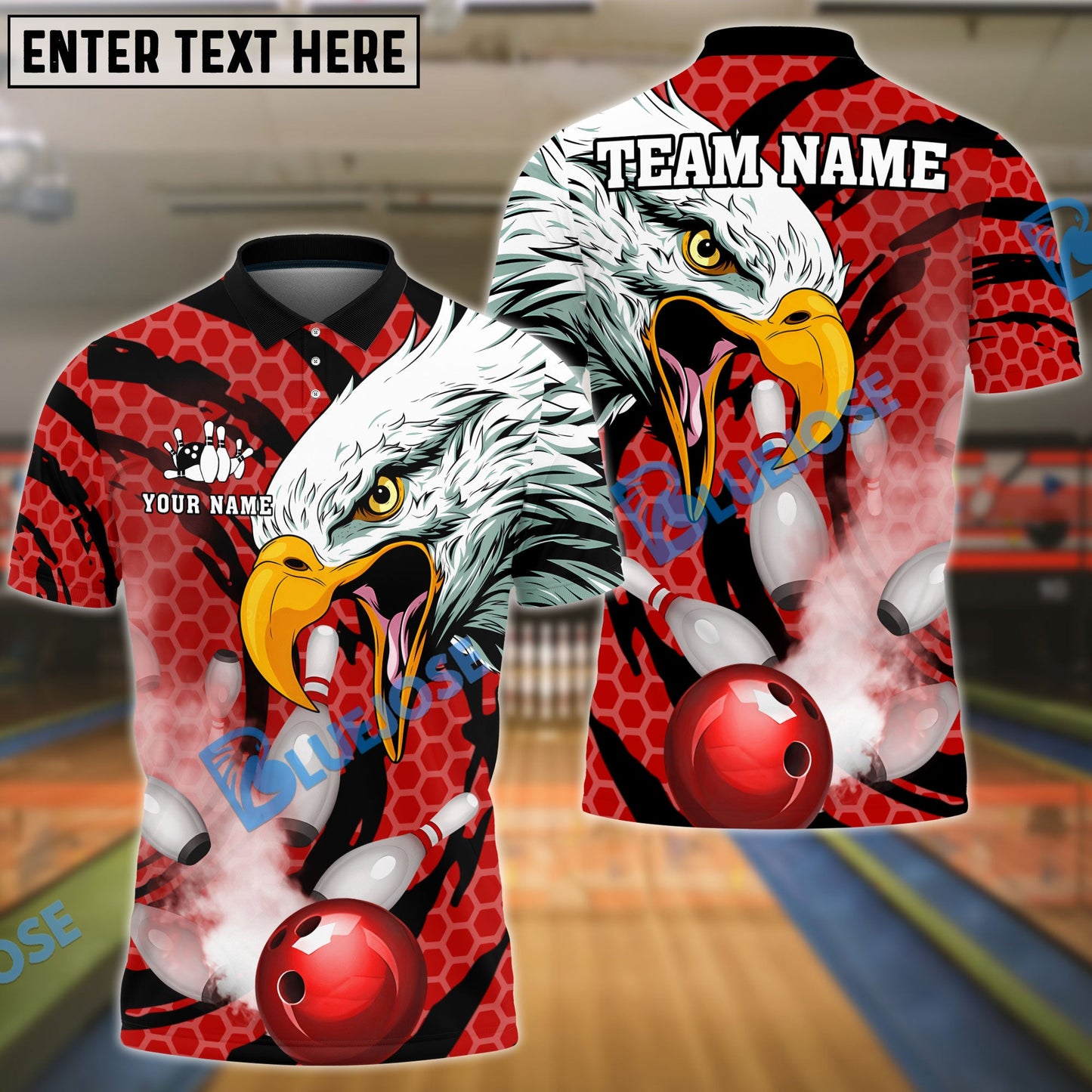 Frenzidea Bowling And Pins Eagle Smoke Customized Name 3D Shirt (4 Colors)
