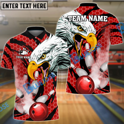 Frenzidea Bowling And Pins Eagle Smoke Customized Name 3D Shirt (4 Colors)