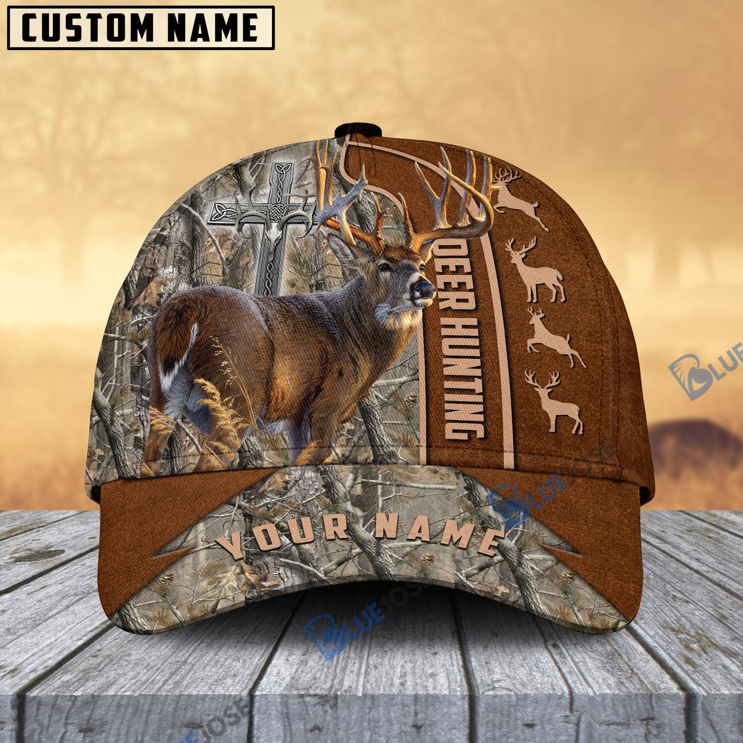 Frenzidea Hunting Deer Under God Personalized Name Cap