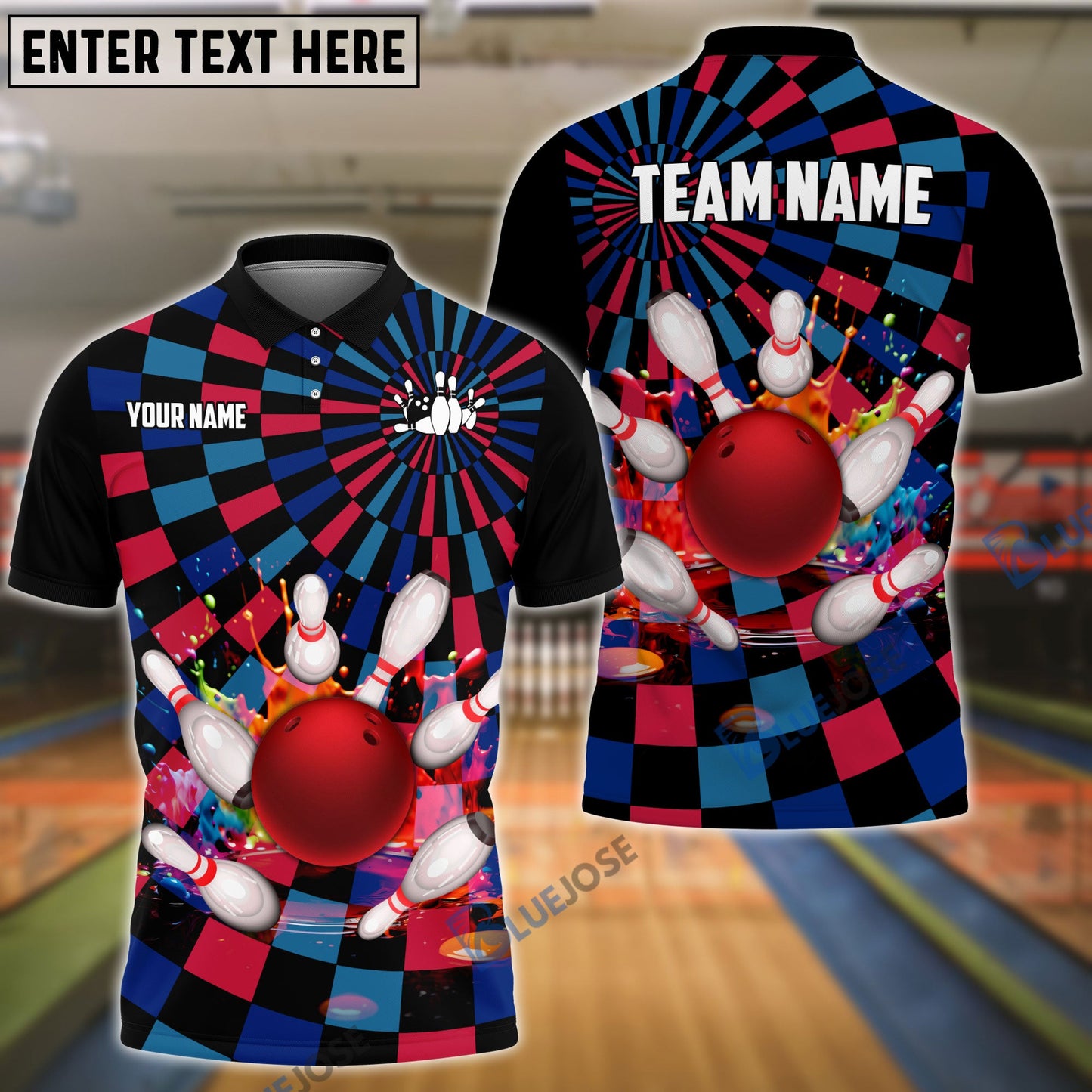 Frenzideas Bowling Neon Lights Customized Name, Team Name 3D Shirt