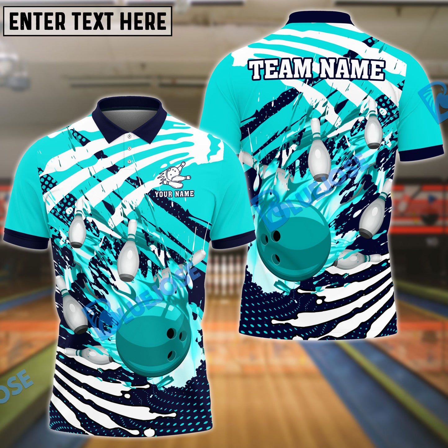 Frenzideas Bowling And Pins Skull Hand Pattern Customized Name 3D Shirt (4 Colors)