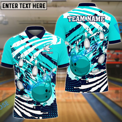 Frenzideas Bowling And Pins Skull Hand Pattern Customized Name 3D Shirt (4 Colors)