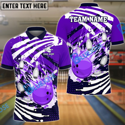 Frenzideas Bowling And Pins Skull Hand Pattern Customized Name 3D Shirt (4 Colors)