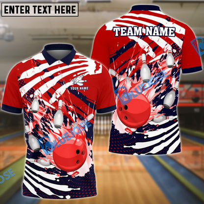 Frenzideas Bowling And Pins Skull Hand Pattern Customized Name 3D Shirt (4 Colors)