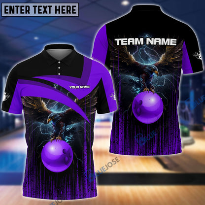 Frenzideas Bowling And Pins Premium Eagle Customized Name 3D Shirt (4 Colors)