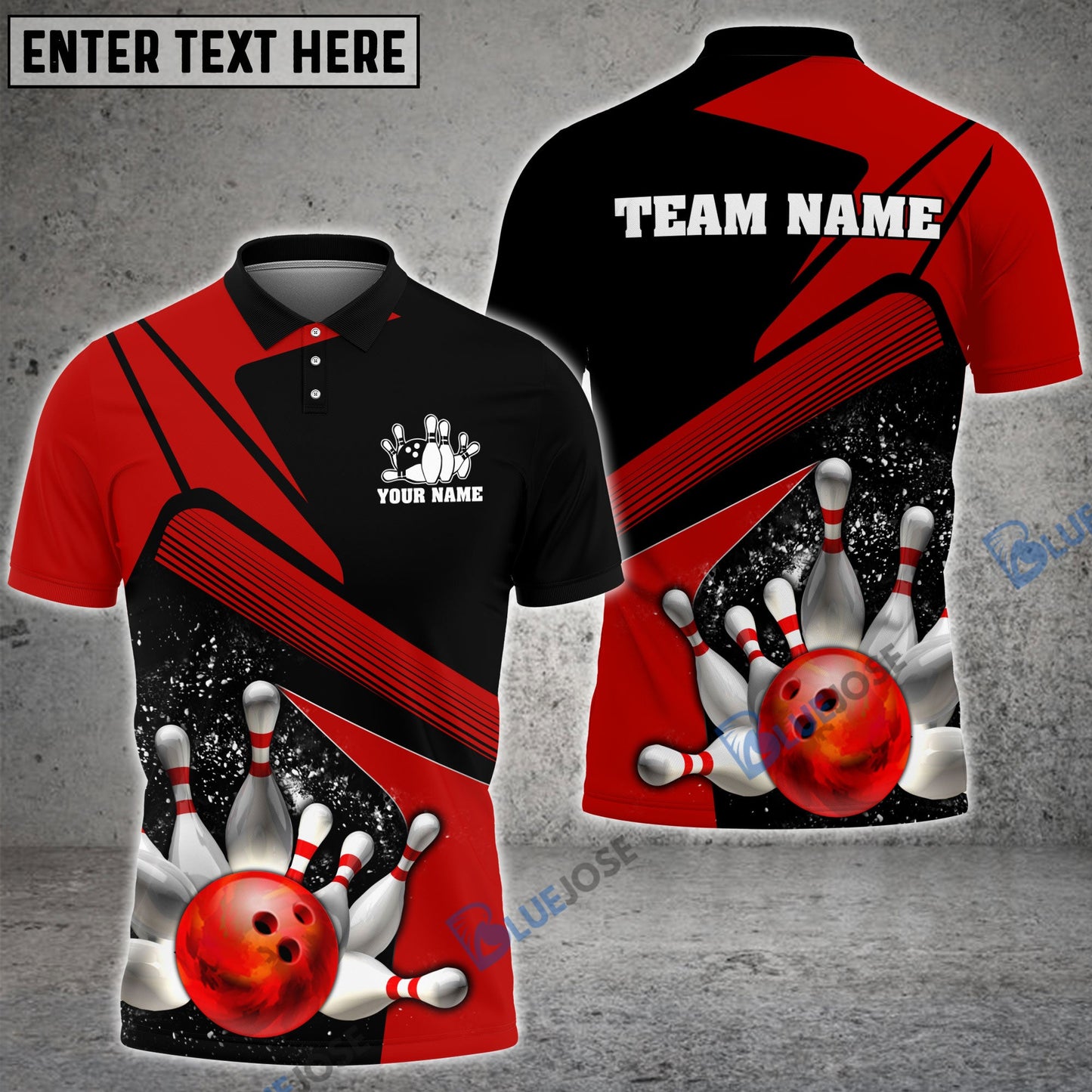 frenzidea Bowling And Pins Broken Paint Customized Name 3D Shirt (4 Colors)