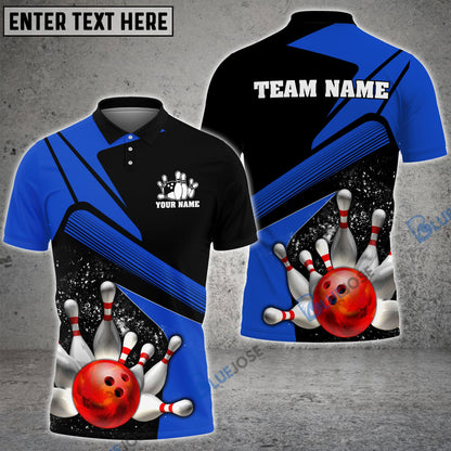 frenzidea Bowling And Pins Broken Paint Customized Name 3D Shirt (4 Colors)