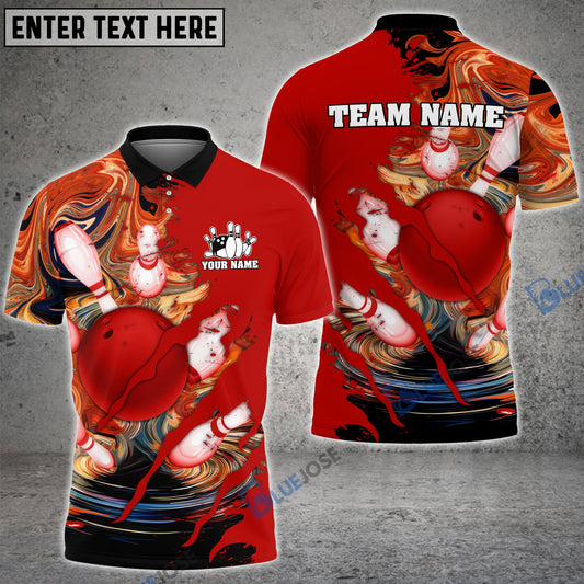 frenzidea Bowling And Pins Scratch Paint Customized Name 3D Shirt