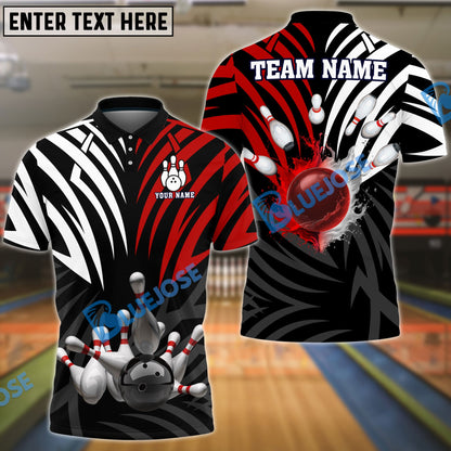 Frenzideas Bowling And Pins Color Crown Pattern Customized Name 3D Shirt (4 Colors)
