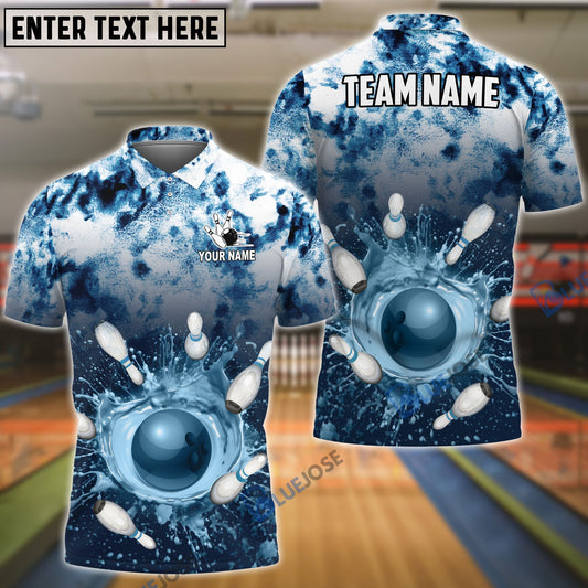 Frenzideas Bowling And Pins Tie-Dye Pattern Customized Name, Team Name 3D Shirt (4 Colors)