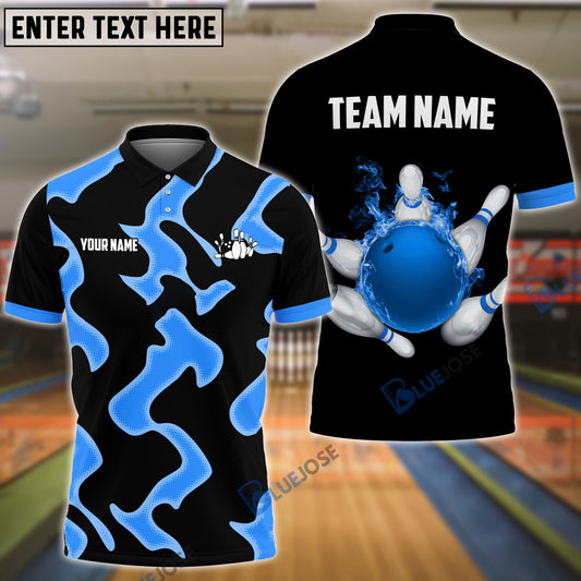 Frenzidea Bowling And Pins Cell Pattern Customized Name 3D Shirt (5 Colors)