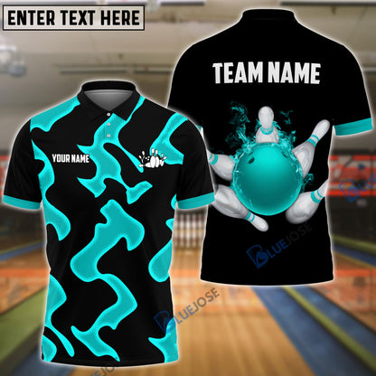 Frenzidea Bowling And Pins Cell Pattern Customized Name 3D Shirt (5 Colors)