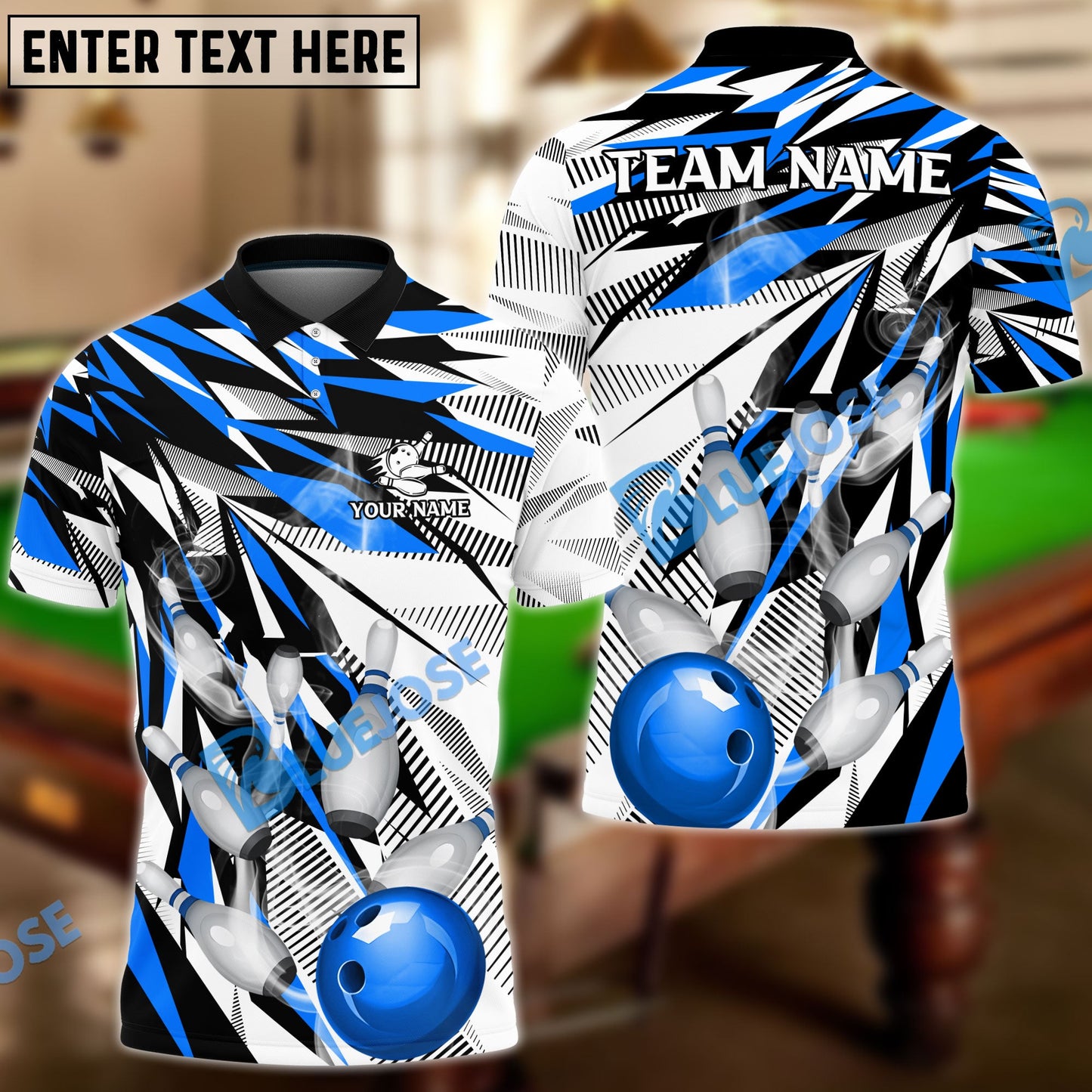 Frenzideas Bowling And Pins Diamonds Dart Personalized Name, Team Name Unisex Shirt