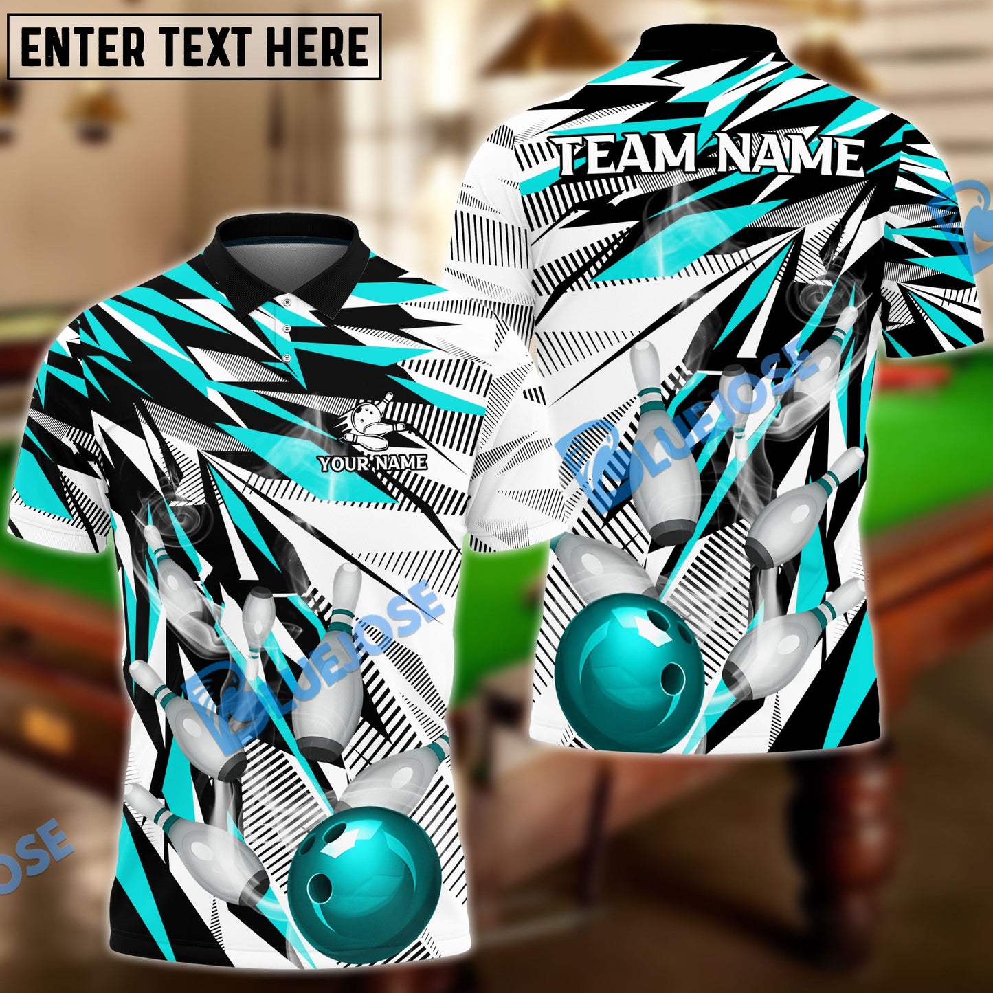 Frenzideas Bowling And Pins Diamonds Dart Personalized Name, Team Name Unisex Shirt