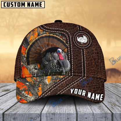 Frenzidea Turkey Hunting Premium Leather Pattern Personalized Name Cap (4 Colors)