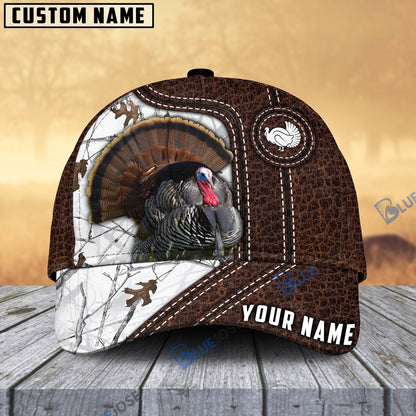 Frenzidea Turkey Hunting Premium Leather Pattern Personalized Name Cap (4 Colors)