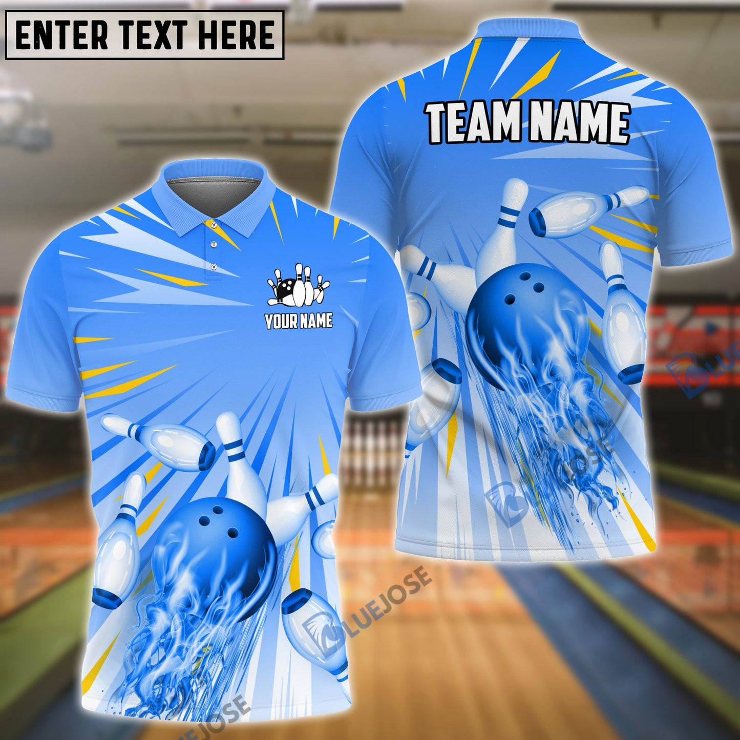 Frenzidea Bowling And Pins Cool Light Pattern Customized Name 3D Shirt (5 Colors)