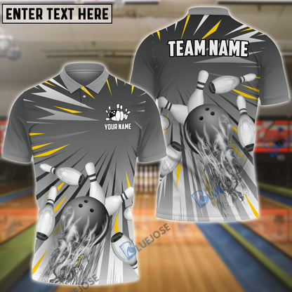 Frenzidea Bowling And Pins Cool Light Pattern Customized Name 3D Shirt (5 Colors)
