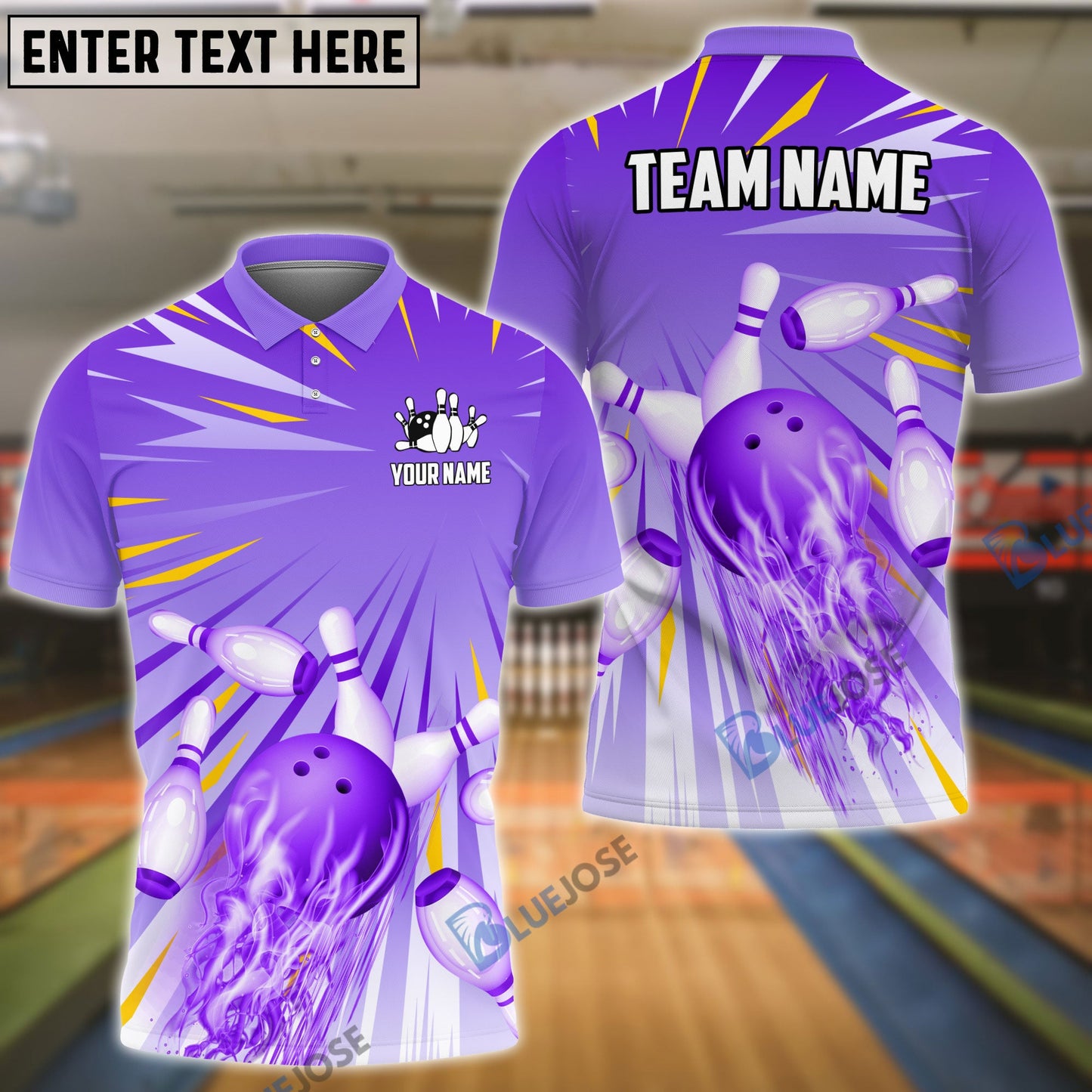 Frenzidea Bowling And Pins Cool Light Pattern Customized Name 3D Shirt (5 Colors)