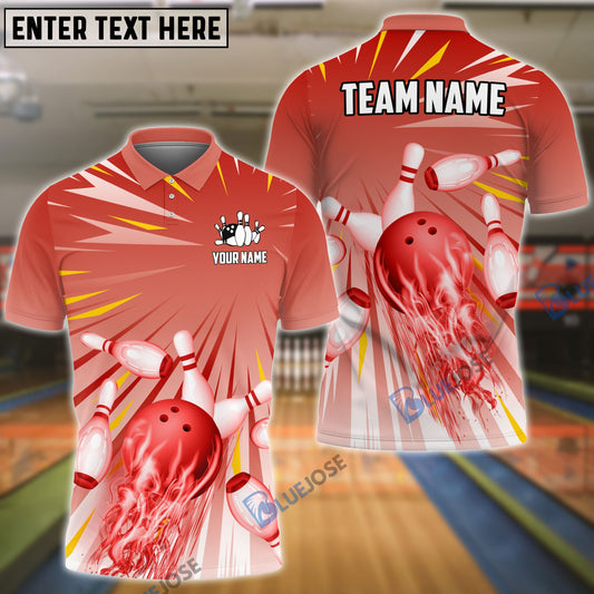 Frenzidea Bowling And Pins Cool Light Pattern Customized Name 3D Shirt (5 Colors)