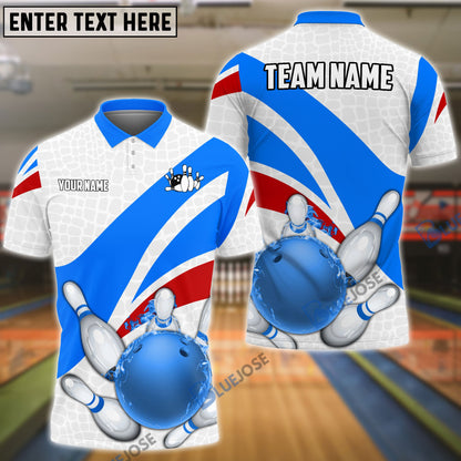 Frenzideas Bowling And Pins Ribbon Pattern Customized Name, Team Name 3D Shirt (4 Colors)