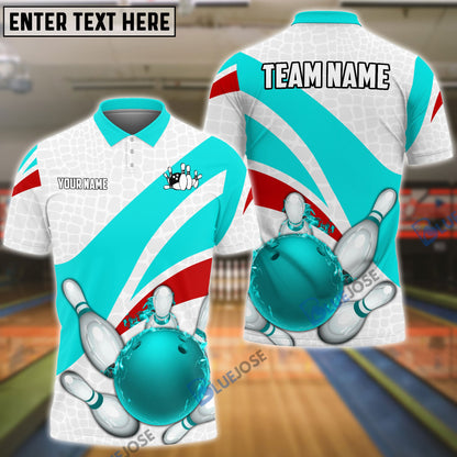 Frenzideas Bowling And Pins Ribbon Pattern Customized Name, Team Name 3D Shirt (4 Colors)