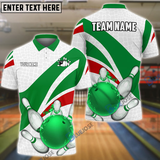 Frenzideas Bowling And Pins Ribbon Pattern Customized Name, Team Name 3D Shirt (4 Colors)