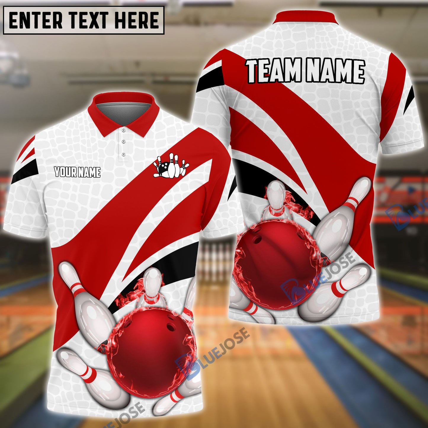 Frenzideas Bowling And Pins Ribbon Pattern Customized Name, Team Name 3D Shirt (4 Colors)