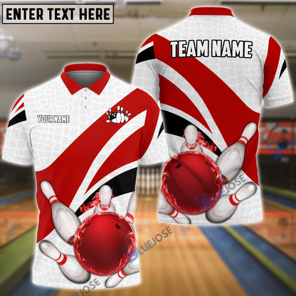 Frenzideas Bowling And Pins Ribbon Pattern Customized Name, Team Name 3D Shirt (4 Colors)