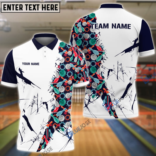 frenzideas Bowling And Pins Happy Bowling Pattern Customized Name, Team Name 3D Shirt