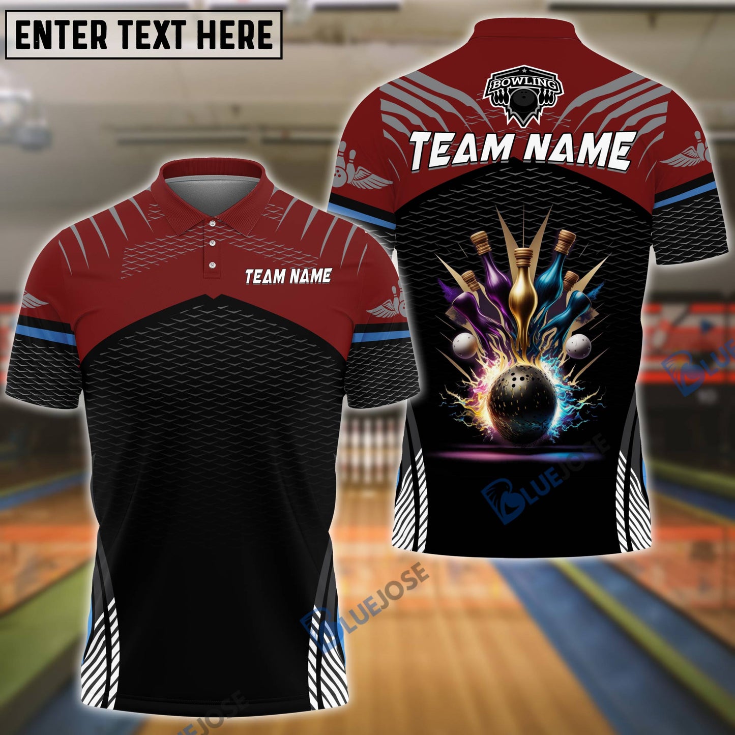 Frenzidea Bowling And Pins Retro Pattern Customized Name 3D Shirt (6 Colors)