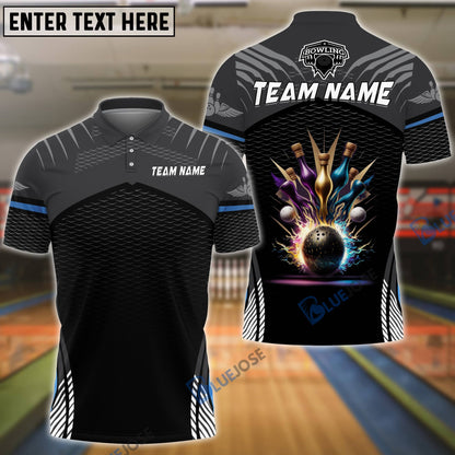 Frenzidea Bowling And Pins Retro Pattern Customized Name 3D Shirt (6 Colors)