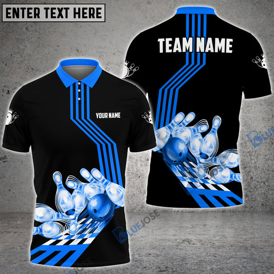 frenzideas Bowling Ball and Pins Break Personalized Name, Team Name 3D Shirt