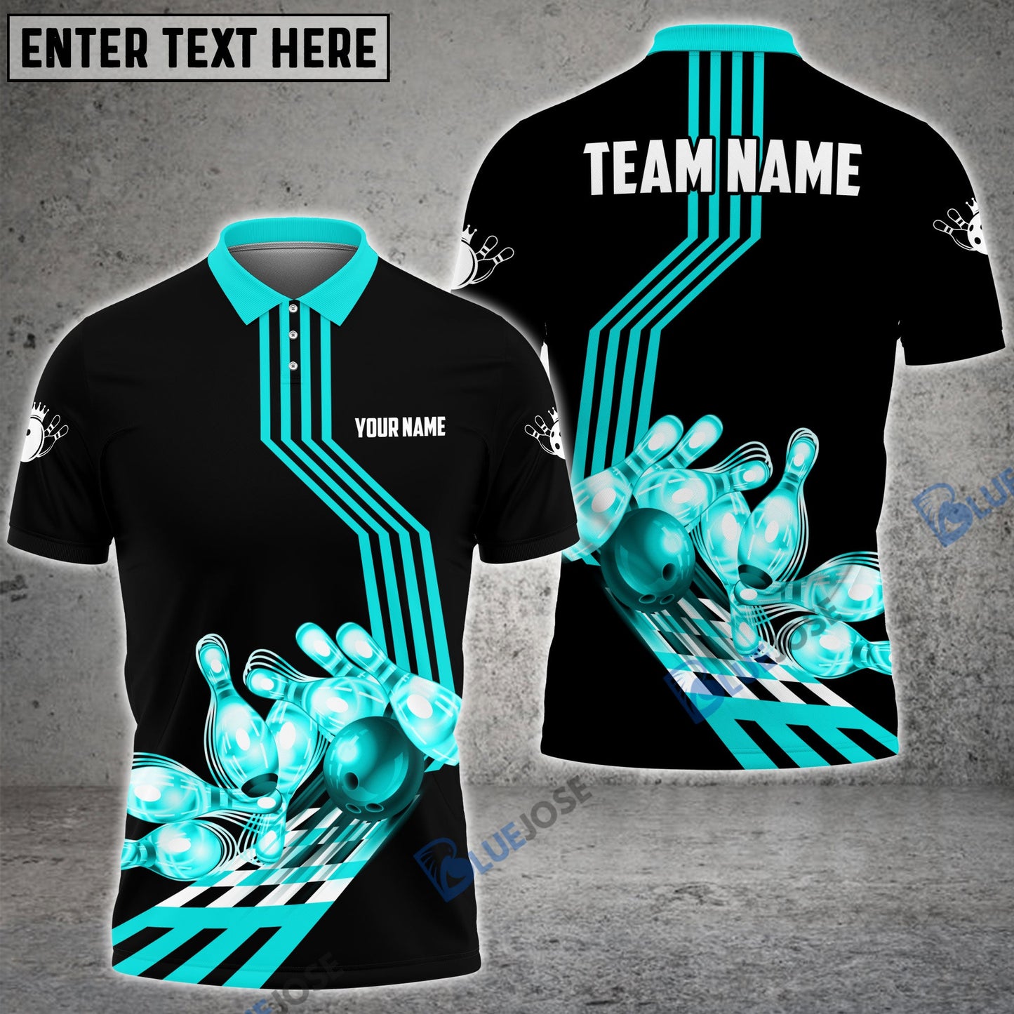 frenzideas Bowling Ball and Pins Break Personalized Name, Team Name 3D Shirt