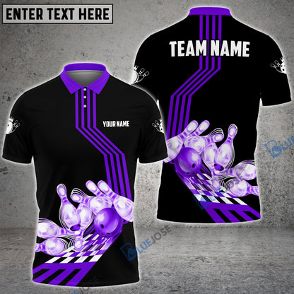 frenzideas Bowling Ball and Pins Break Personalized Name, Team Name 3D Shirt