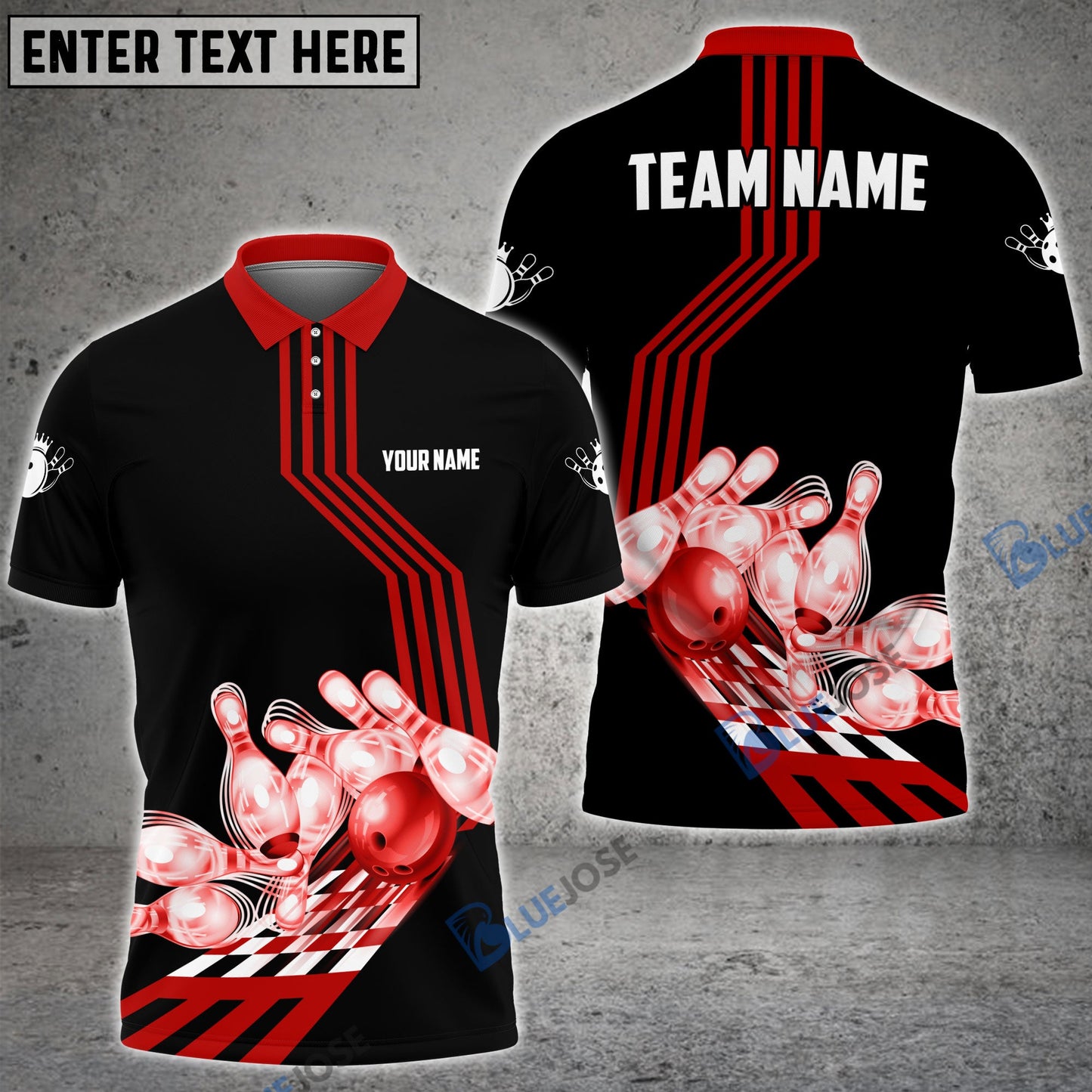 frenzideas Bowling Ball and Pins Break Personalized Name, Team Name 3D Shirt