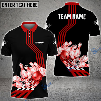 frenzideas Bowling Ball and Pins Break Personalized Name, Team Name 3D Shirt